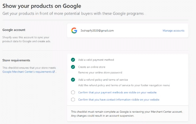 Shopify Product Feed Settings for Google Ads