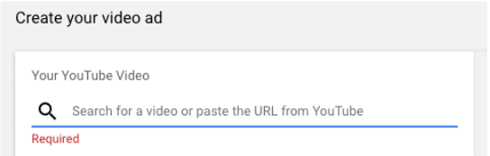 Google Ads YouTube Video input