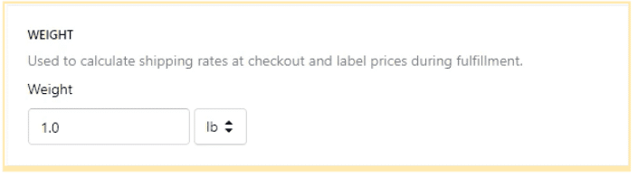 adding product weight in Shopify