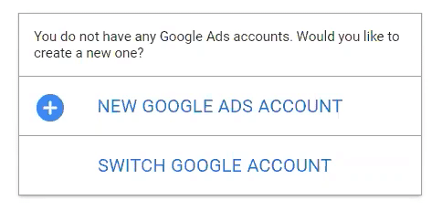 Creating your new Google Ads account