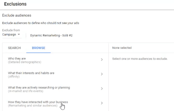 Google Ads Setup Exclusions