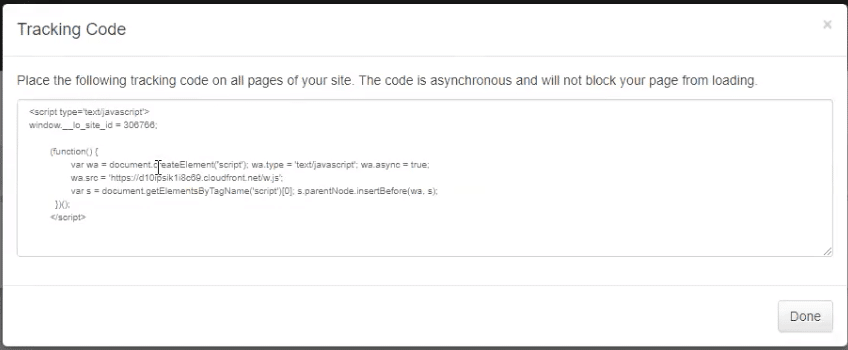 Lucky Orange tracking code