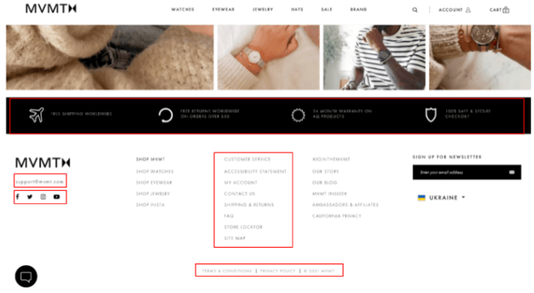 eCommerce website footer CRO