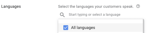 Google Ads brand campaign tutorial - languages