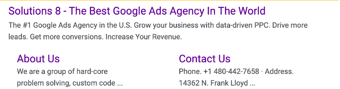 Google Ads Brand campaign tutorial - Solutions 8 ad extensions