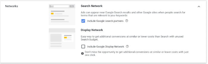 Google Ads General campaign tutorial - selecting a network