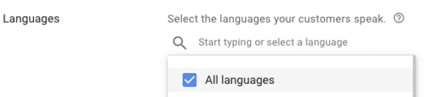 Google Ads general campaign tutorial - languages