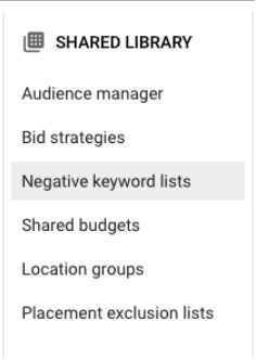 Google Ads negative keyword tutorial - negative keyword lists