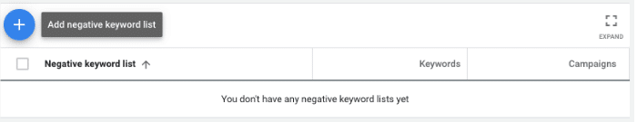 Google Ads negative keyword tutorial - add a keyword list