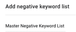 Google Ads negative keyword tutorial - name your negative keyword list
