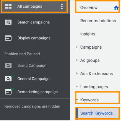 Google Ads optimization and monitoring tutorial - search keywords