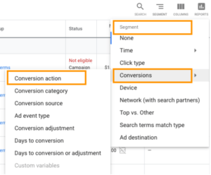 Google Ads optimization and monitoring tutorial - choose a conversion action