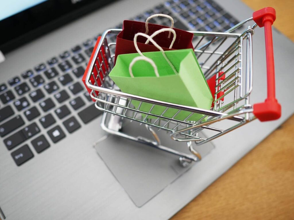 online shopping cart laptop