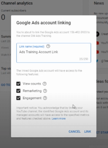 Connect Your Google Ads and YouTube Account - Google ads account linking