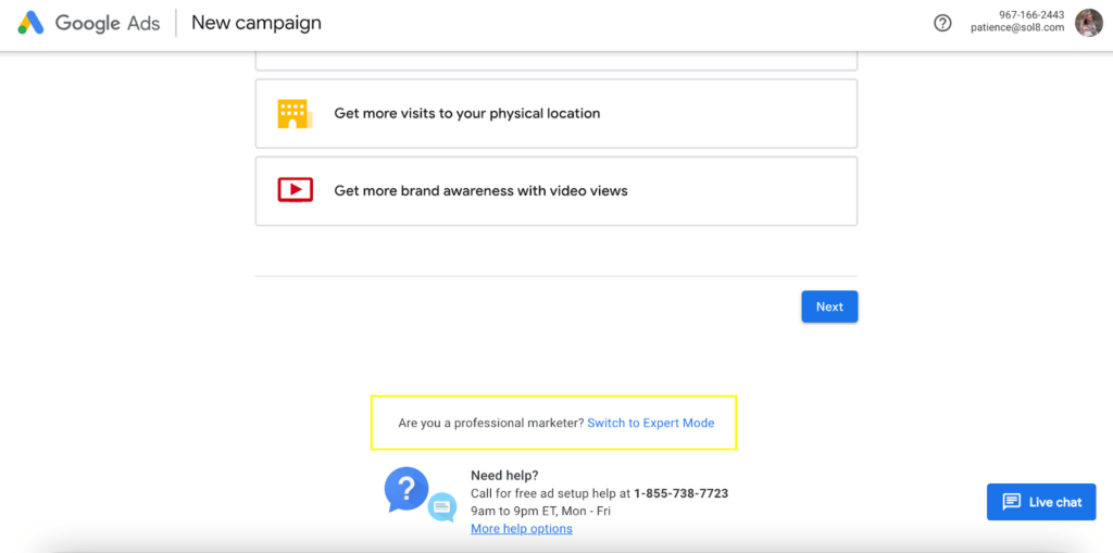 Switch to Expert Mode in Google Ads