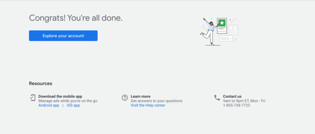 Google Ads account setup - explore your account
