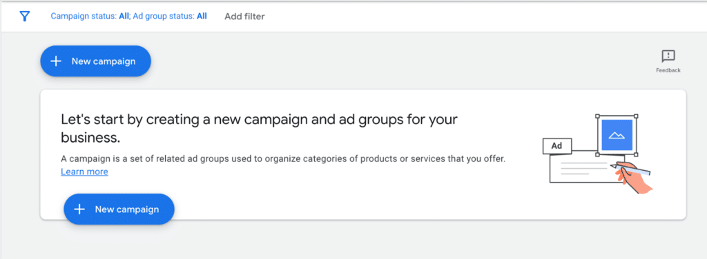 Google Ads create a new campaign