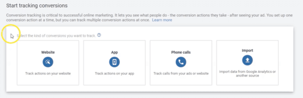 Start tracking website conversions in Google Ads