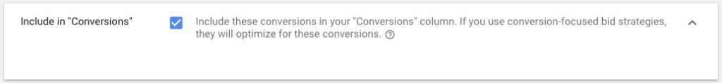 Google Ads tracking website conversions – include in "Conversions"