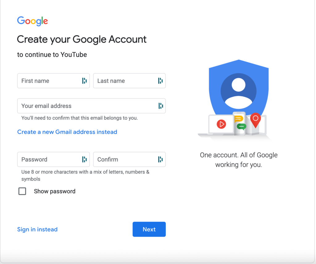 8 create your Google account