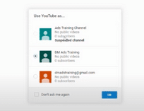 Connect Your Google Ads and YouTube Account - selecting the channel to add