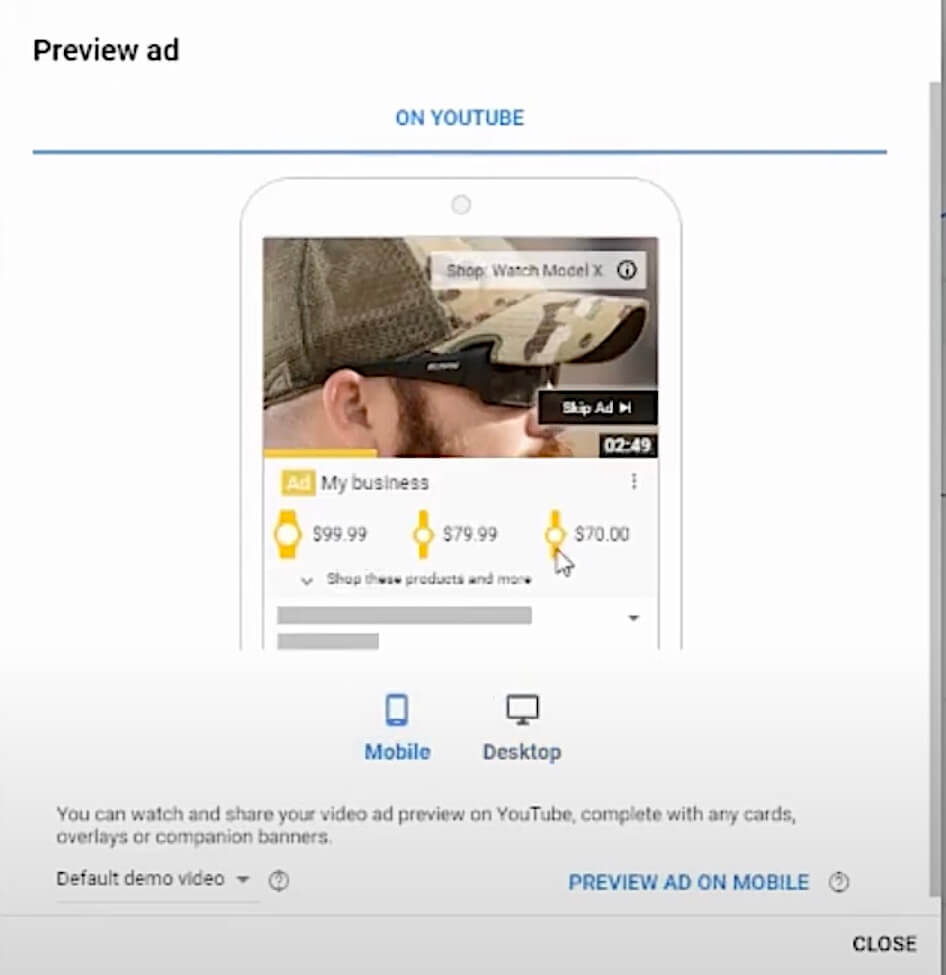 YouTube Shopping Ads on mobile(