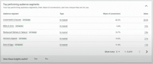 Top performing audience segments in Google Ads Performance Max