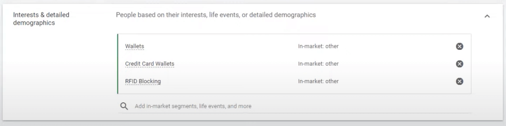 in-market segments, life events, detailed demographics
