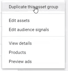 duplicate asset group