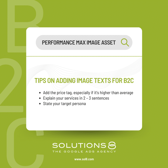 Performance Max adding image asset text for B2B