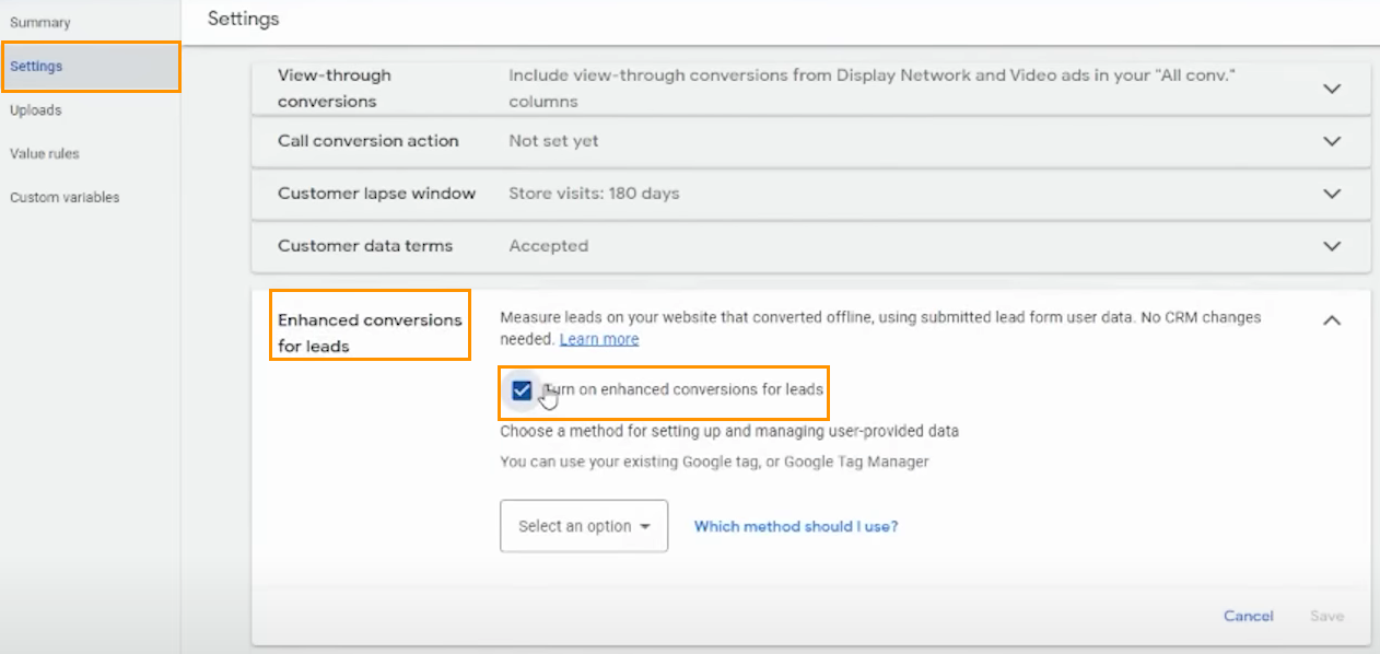 turn on enhanced conversion for leads option in Google Ads – Solutions 8