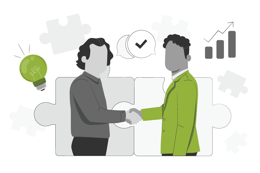 graphic of two male figures shaking hands